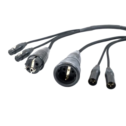  Hybridkabel Schuko + 2-fach 3-Pol XLR